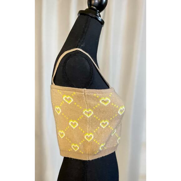 Witty Fox Tan and Green Soft Knit Crop Top Size Large - Picture 2 of 4